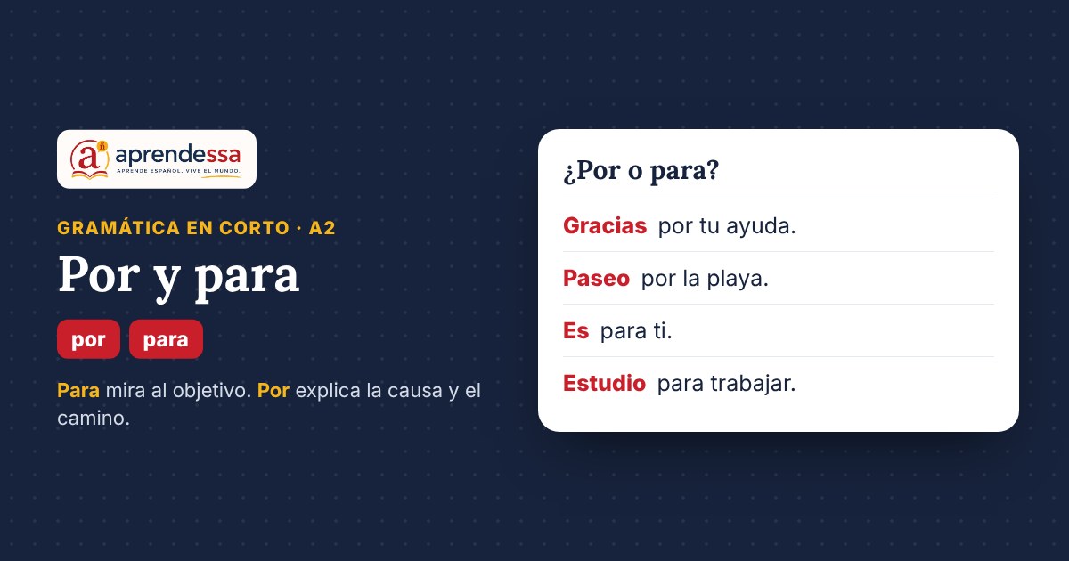 Por y para en español: gracias por tu ayuda, este regalo es para ti